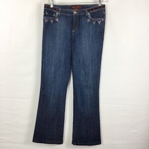 VINTAGE american exchange flare leg velvet embellished jeans size 32/12